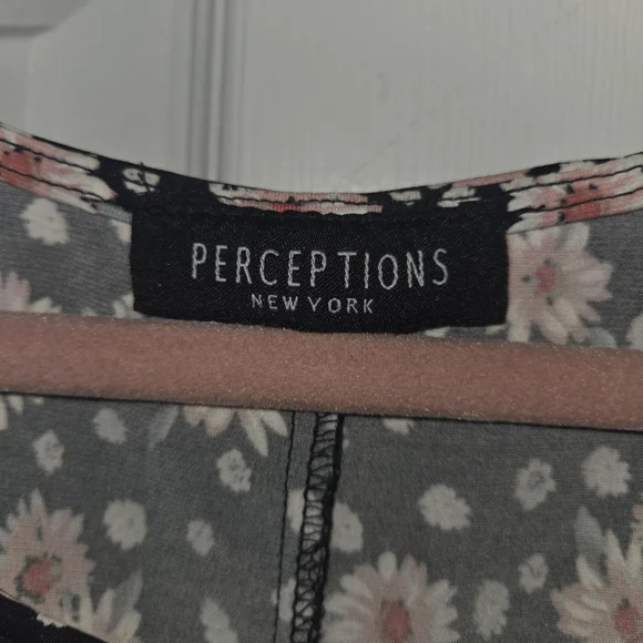 Perception New York VTG Floral Black and Pink Midi Dress. Size L - Picture 3 of 6